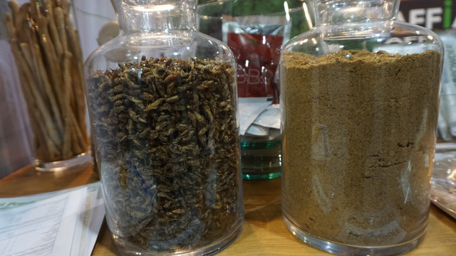 Produk jangkrik goreng di acara Thaifex Anuga Asia 2022. Foto: Ela Nurlaela/kumparan