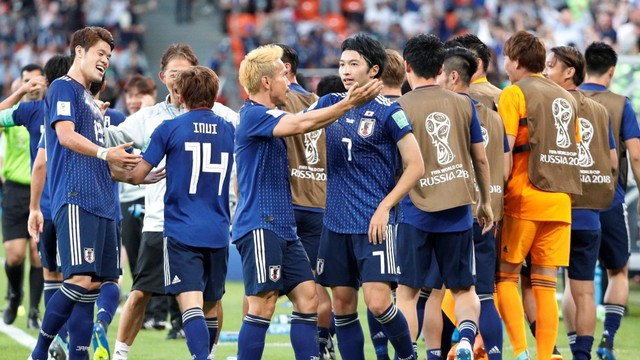 Timnas Jepang rayakan gol. Foto: REUTERS/Max Rossi