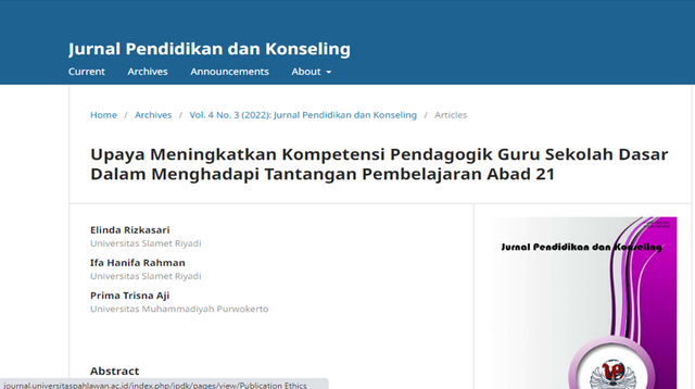 Jurnal Penelitian dosen Unisri Surakarta dan UMP Purwokerto dengan judul Upaya Meningkatakan Kompetensi Guru Sekolah dasar sudah terbit pada Jurnal Pahlawan Indonesia/photo by : Jurnal Pahlawan On Website