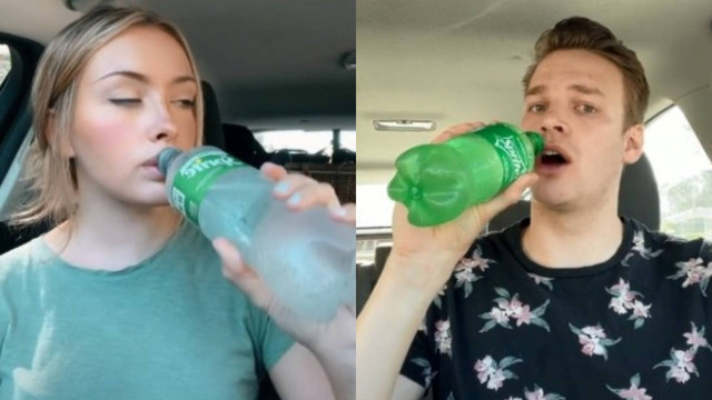 Heboh Sprite Challenge menahan sendawa. Foto: TikTok/@chloe & tuckercomedy)