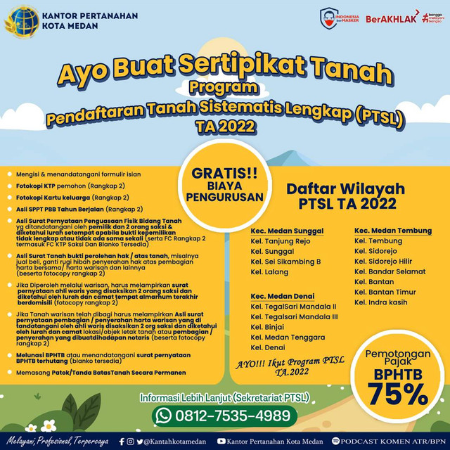 program pendaftaran sistematis lengkap (PTSL) di kota medan