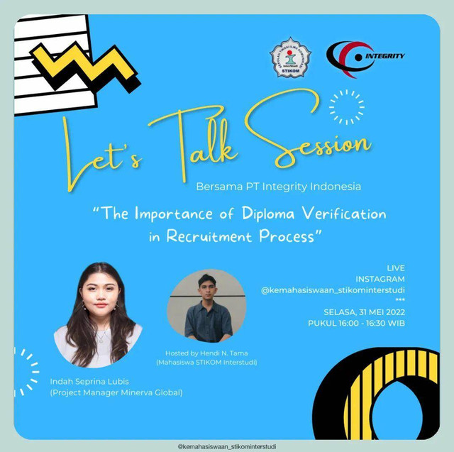 Talk session Live Instagram @kemahasiswaan_stikominterstudi