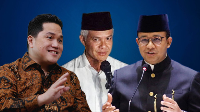Erick Thohir, Ganjar Pranowo, dan Anies Baswedan. Foto: kumparan