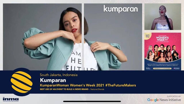 kumparanWOMAN Women’s Week 2021 meraih penghargaan pada Global Media Awards 2022 yang diadakan oleh International News Media Association (INMA). Doc: inma