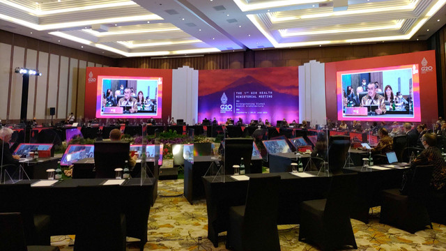 Direktur Jenderal Organisasi Kesehatan Dunia (WHO) Tedros Adhanom Ghebreyesus di acara pertemuan pertama Menteri Kesehatan Negara Anggota G20 atau The 1st G20 Health Ministers Meeting di Yogyakarta pada Senin (20/6/2022). Foto: Arfiansyah Panji Purnandaru/kumparan