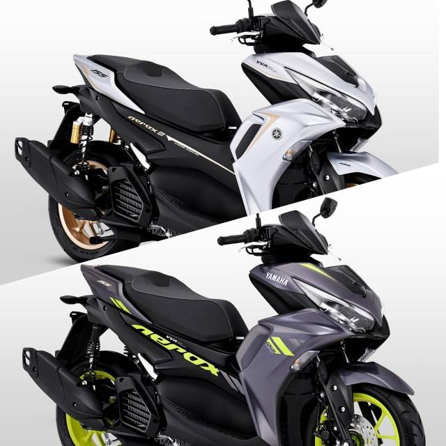 All new Yamah Aerox Connected/ABS (atas) dan all new Yamaha Aerox  Connected (bawah). Foto: YIMM