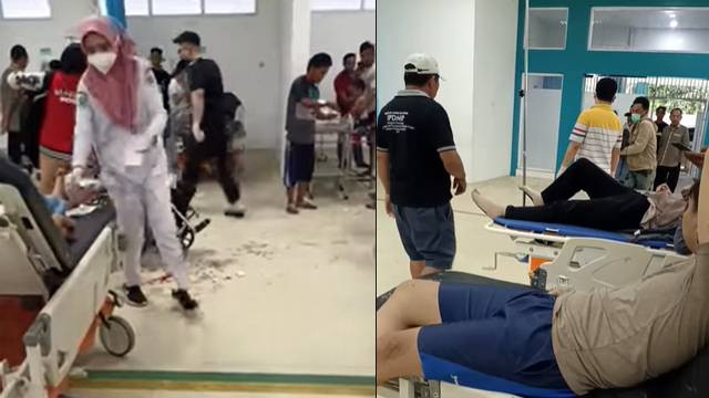 Suasana di rumah sakit umum daerah (RSUD) Kotamobagu saat para korban mendapatkan perawatan medis. Seorang pria di Kotamobagu mengamuk dan menebas semua orang yang bertemu dengannya.  