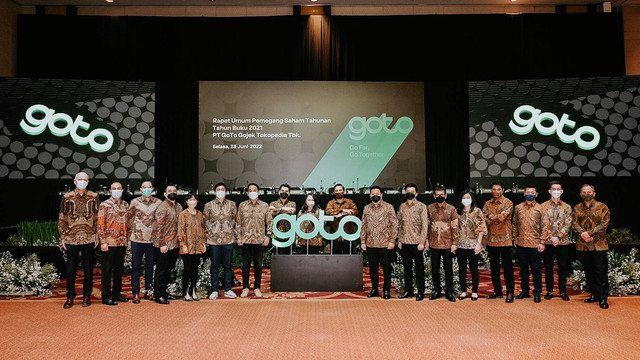 Jajaran Direksi RUPS GoTo di Ritz Carlton, Jakarta, Selasa (28/6/2022). Foto: Dok. GoTo