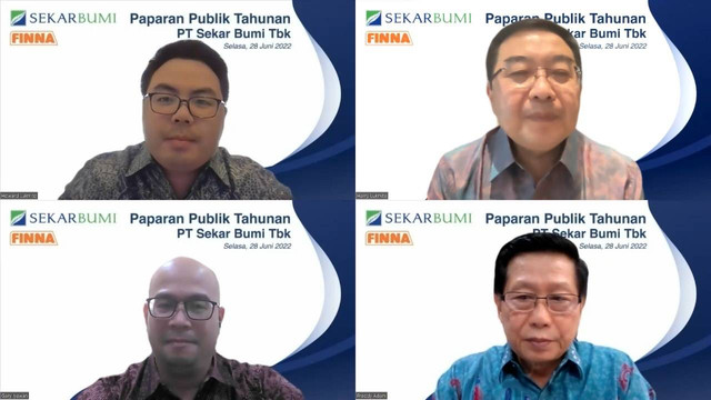 PT Sekar Bumi Tbk (SKBM) menggelar RUPS secara daring menjelaskan kinerja perseroan. Foto: SKBM