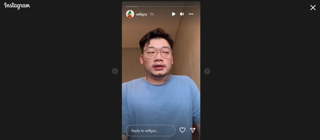 Klarifikasi Willgoz atas video adu pukul dengan pemilik Limau. Foto: instagram.com/willgoz