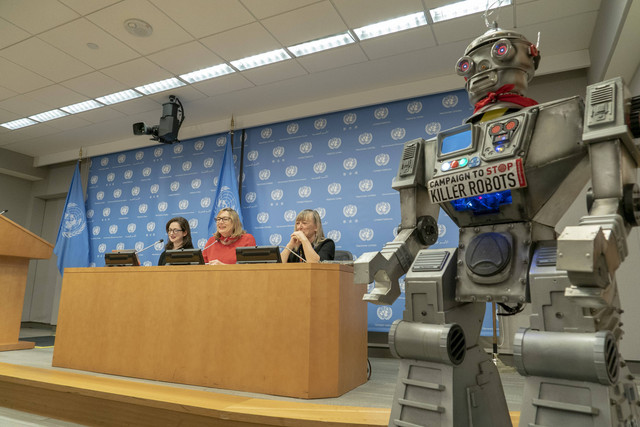 Campaign to Stop Killer Robots dalam Konferensi Pers UNGA tahun 2019. Sumber: Ari Beser.