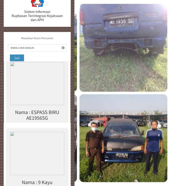 Kejaksaan Negeri Kab. Mojokerto Titip Mobil Muatan KayuDengan Siraja Rupbasan Mojokerto (Foto"HumasRupMoker)