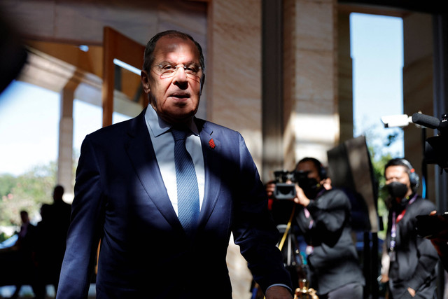 Menteri Luar Negeri Rusia Sergei Lavrov hadiri Pertemuan Menteri Luar Negeri G20 di Nusa Dua, Bali, Indonesia, 8 Juli 2022. Foto: REUTERS/Willy Kurniawan