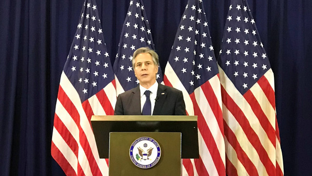 Konferensi pers Menteri Luar Negeri AS Antony Blinken di Hotel Ritz Carlton Nusa Dua, Bali (9/7/2022). Foto: Aliyya Bunga/kumparan