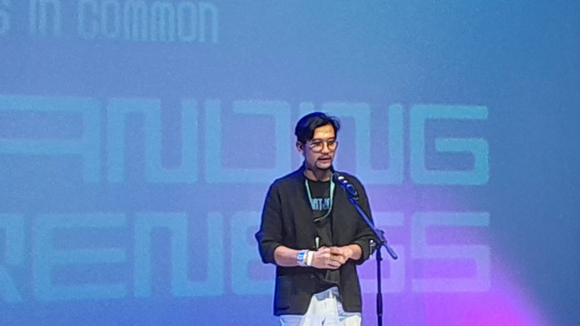 Direktur ARTJOG, Heri Pemad saat memberi sambutan pembukaan ARTJOG 2022 di JNM, Kamis (7/7). Foto: Widi Erha Pradana