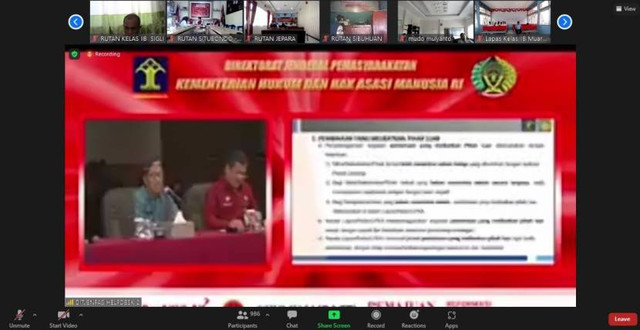 kegiatan zoom meeting bersama dirjend pemasyarakatan
