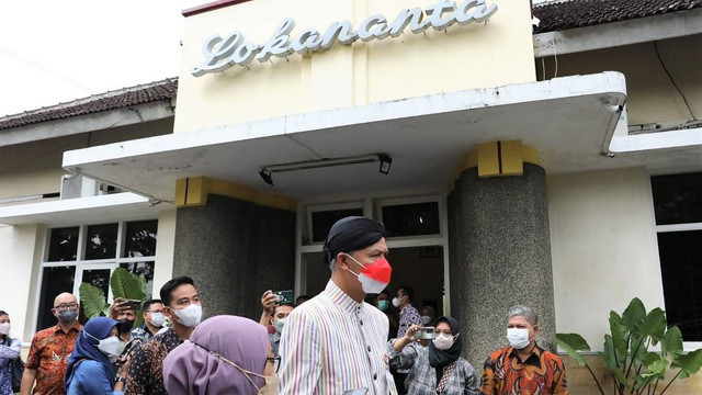 Gubernur Jawa Tengah, Ganjar Pranowo, di Studio Lokananta, Solo, Kamis (14/07/2022). FOTO: Agung Santoso