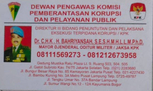 Bahriansyah, pria yang mengaku sebagai pegawai KPK. Foto: Dok KPK