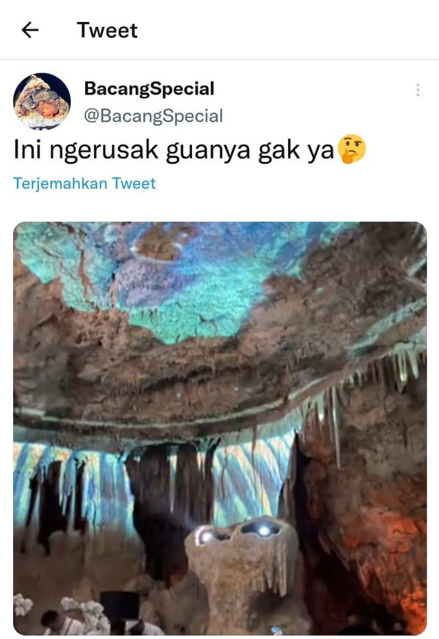 Screenshot Unggahan mengenai gua yang digunakan untuk restoran di Pecatu - IST 