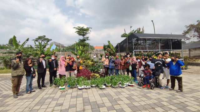 Momen hasil panen tanaman hidroponik dari Grand Mercure Malang Mirama, Dinas Sosial Kota Malang, dan penyandang disabilitas. Foto: dok Grand Mercure Malang Mirama