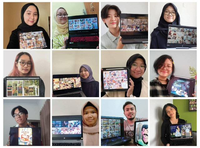 Mahasiswa Departemen DKV ITS dengan hasil karya masing-masing berupa Poster Ilustrasi dan Komik Digital.