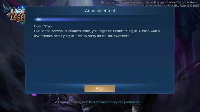 Mobile Legends tidak bisa dibuka (Sumber: Mobile Legends)