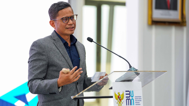 Wakil Menteri BUMN I Pahala Mansury dalam acara Kick Off dan Penandatanganan PKS & NDA Healthcare Information Exchange di Jakarta, Rabu (20/7/2022). Foto: Kementrian BUMN