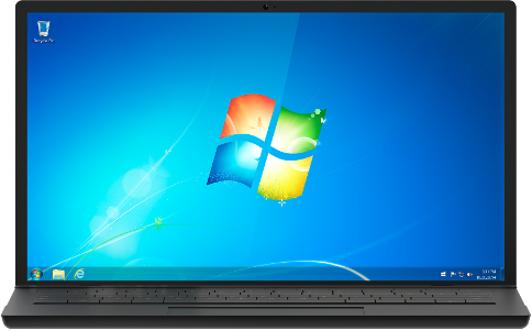 Ilustrasi laptop dengan sistem operasi Windows 7. Foto: Microsoft