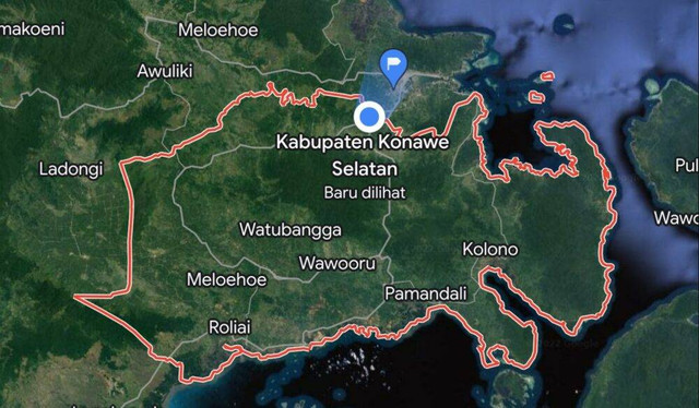 Sebagian wilayah Konawe Timur berada di Kabupaten Konawe Selatan. Foto: Ist