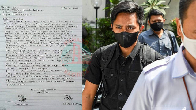 Kolase surat terbuka dari Orang Tua Bharada E yang ditujukan untuk Presiden, Kapolri dan Menkopolhukam.