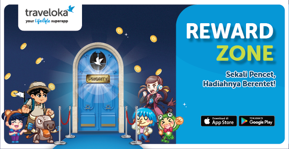 Reward Zone merupakan fitur terbaru dari Traveloka yang memungkinkan pengguna untuk mengumpulkan Traveloka Points dan menukarnya dengan hadiah menarik. Foto: dok. Global Digital Raya