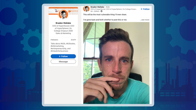 Braden Wallake, CEO HyperSocial menangis setelah PHK Karyawannya. Foto: LinkedIn