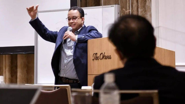 Gubernur DKI Jakarta Anies Baswedan saat mengisi seminar soal perkembangan Jakarta di Universitas Hiroshima, Jepang. Foto: Instagram/@aniesbaswedan