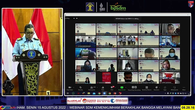 Rupbasan Mojokerto Ikuti Webinar SDM Kemenkumham Berakhlak Bangga Melayani Bangsa Secara Virtual (Foto:HumasRupMoker)