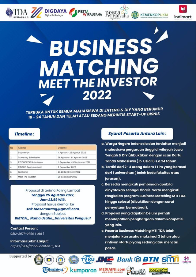 TDA Semarang Gelar Business Matching Meet The Investor Pesta Wirausaha 