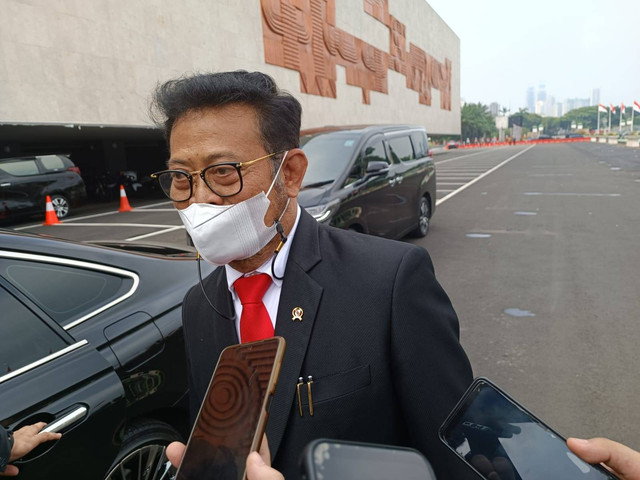 Menteri Pertanian Syahrul Yasin Limpo usai mengikuti Sidang Paripurna DPR, Selasa (16/8/2022). Foto: Akbar Maulana/kumparan