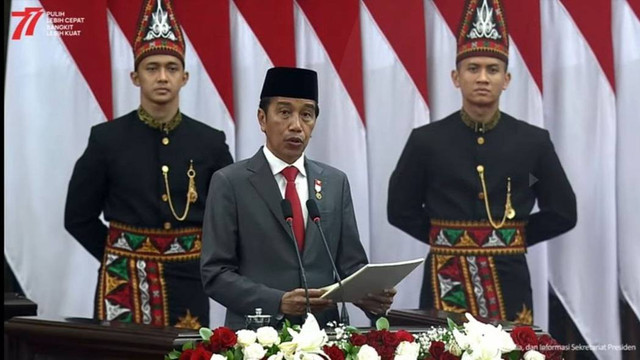 Presiden Joko Widodo dalam penyampaian RUU APBN Tahun Anggaran 2023 berserta Nota Keuangan, Selasa (16/8/2022). Foto: Tangkapan Layar Youtube Sekretariat Presiden