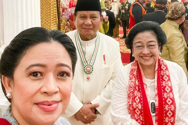 Puan Maharani swafoto bersama Prabowo Subianto dan Megawati Soekarnoputri. Foto: Instagram/@puanmaharaniri