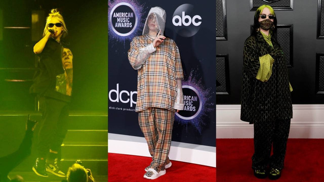 Billie Eilish kerap mengenakan busana longgar dalam setiap kesempatan. Foto: REUTERS/Mario Anzuoni.