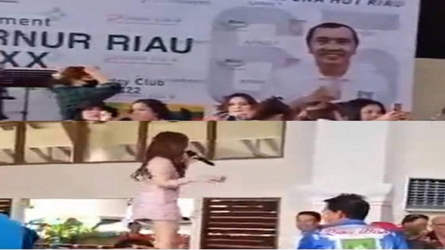 Video viral berdurasi 30 detik tersebut, ditampilkan seorang wanita berpakaian seksi berjoget di atas meja. (Tangkapan Layar)