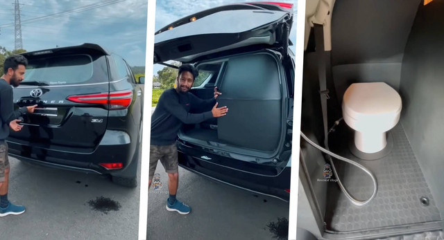 Modifikasi Toyota Fortuner punya toilet di kabinnya oleh Ojes Automobiles. Foto: dok. Revokids Vlog via Carscoops