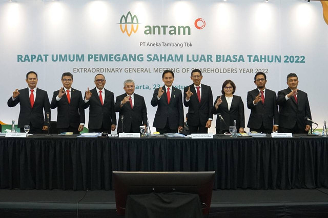 PT Aneka Tambang Tbk (Antam) menyelenggarakan Rapat Umum Pemegang Saham Luar Biasa (RUPSLB) tahun 2022. Foto: Dok. Antam