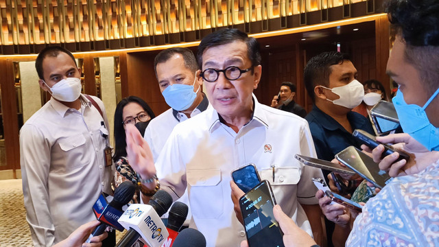 Menteri Hukum dan Hak Asasi Manusia (MenkumHAM), Yasonna H Laoly di acara Kick Off Sosialisasi RKUHP. Foto: Aprilandika Pratama/kumparan