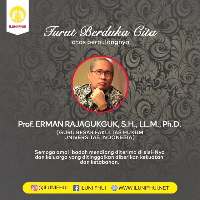 Guru Besar Fakultas Hukum Universitas Indonesia Prof. Erman Rajagukguk, wafat. Foto: Dok. Istimewa