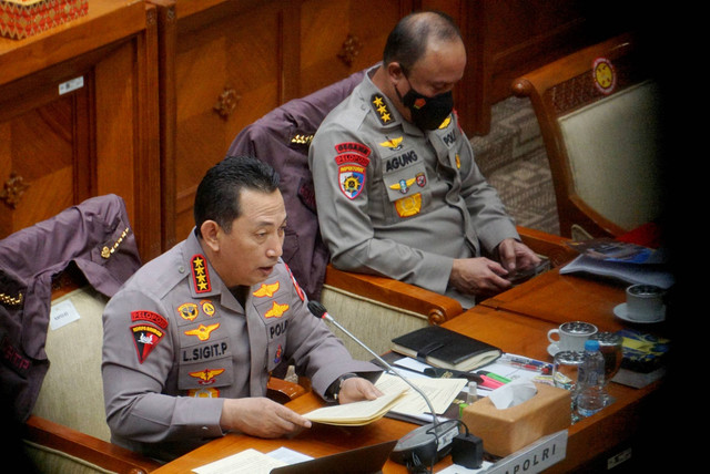 Kapolri Jenderal Listyo Sigit Prabowo saat rapat bersama Komisi III DPR RI, di Gedung DPR, Jakarta, Rabu (24/8/2022). Foto: Jamal Ramadhan/kumparan
