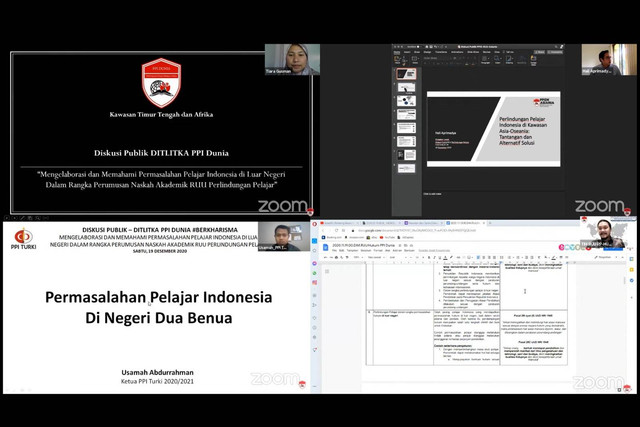 Diskusi perkumpulan pelajar Indonesia luar negeri membahas mengenai permasalahan pelajar di negaranya masing-masing (21/07/2021). Sumber: YouTube PPI Dunia Channel
