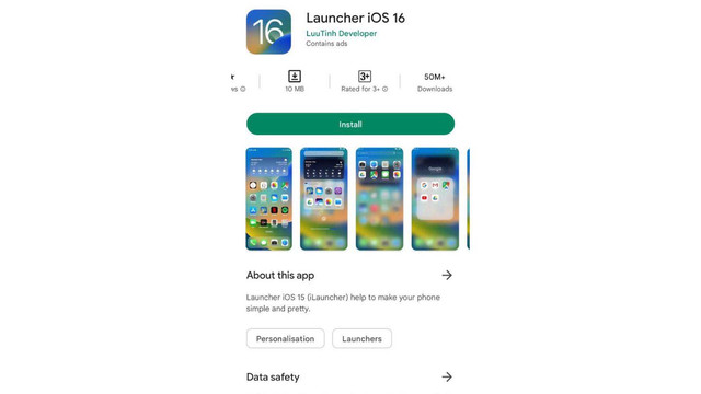 Aplikasi launcher iOS di Android yang telah mencapai 50 unduhan. Foto: Screenshot