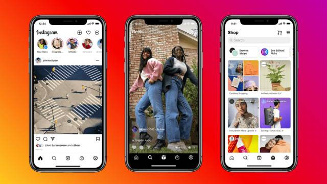 Instagram mengubah desain tampilan layar utama, serta menambah tombol Reels dan Shop. Foto: Instagram