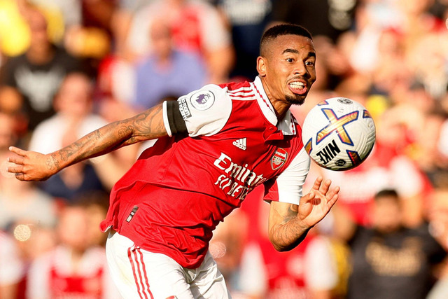 Pemain Arsenal Gabriel Jesus beraksi saat hadapi Fulham di Stadion Emirates, London, Inggris, Sabtu (27/8/2022). Foto: Action Images via Reuters/Andrew Couldridge