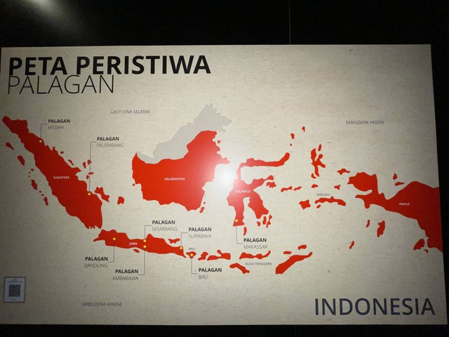 Peta Peristiwa Palagan di Indonesia. Foto : Koleksi Museum TNI AD Dharma Wiratama